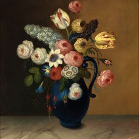 Flowers in blue vase